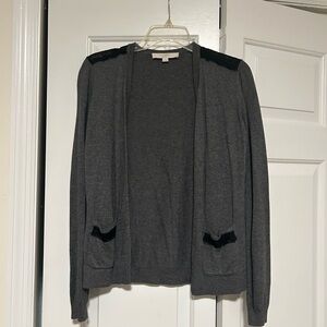 LOFT Charcoal Open Front Cardigan